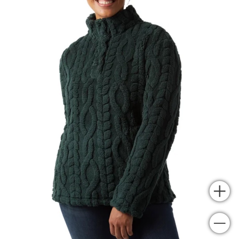 32 Degrees Women's Cable Sherpa Pullover - Green XXL
